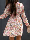 Floral Print Puff Sleeve Chiffon Dress for Women