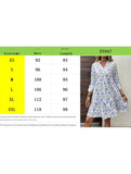 Floral V Neck Bell Sleeve Loose Dress