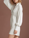 Satin Puff Sleeve Loose Mini Dress