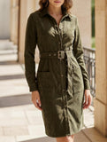 Retro Belted Shirt Dress with Pockets_CWDSD11737