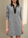 Houndstooth Knit Shirt Style Dress_CWDSD11739