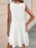 Boho White Tassel V Neck Beach Dress