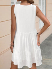 Boho White Tassel V Neck Beach Dress