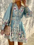 Boho Print V Neck Maxi Dress