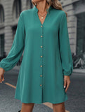 Solid Long Sleeve A Line Midi Dress