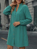 Solid Long Sleeve A Line Midi Dress