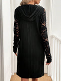 Lace Patchwork Hooded Casual Dress