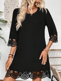 Ruffle Neck A Line Dress