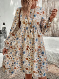Print Lantern Sleeve Dress
