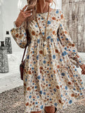 Print Lantern Sleeve Dress