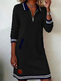 Zip Long Sleeve Sweatshirt Dress