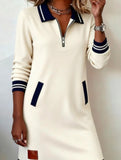 Zip Long Sleeve Sweatshirt Dress