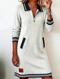 Zip Long Sleeve Sweatshirt Dress