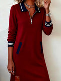 Zip Long Sleeve Sweatshirt Dress