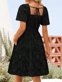 Floral Square Neck Flowy Dress_CWDSD11942