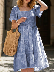 Floral Square Neck Flowy Dress_CWDSD11942