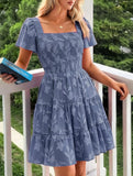 Floral Square Neck Flowy Dress_CWDSD11942