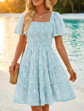 Floral Square Neck Flowy Dress_CWDSD11942