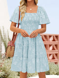 Floral Square Neck Flowy Dress_CWDSD11942