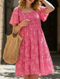 Floral Square Neck Flowy Dress_CWDSD11942