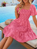 Floral Square Neck Flowy Dress_CWDSD11942