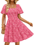 Floral Square Neck Flowy Dress_CWDSD11942