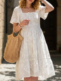 Floral Square Neck Flowy Dress_CWDSD11942