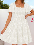 Floral Square Neck Flowy Dress_CWDSD11942