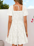 Floral Square Neck Flowy Dress_CWDSD11942
