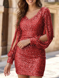 Sequin Fringe Bodycon Party Dress_CWDSD11958