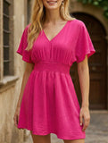 V Neck Ruched Beach Cover Dress