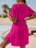 V Neck Ruched Beach Cover Dress