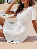 V Neck Ruched Beach Cover Dress