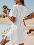V Neck Ruched Beach Cover Dress