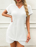 V Neck Twist Beach Cover Dress_CWDSD11960