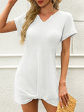 V Neck Twist Beach Cover Dress_CWDSD11960