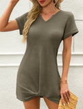 V Neck Twist Beach Cover Dress_CWDSD11960
