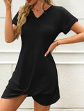 V Neck Twist Beach Cover Dress_CWDSD11960