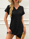 V Neck Twist Beach Cover Dress_CWDSD11960
