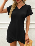 V Neck Twist Beach Cover Dress_CWDSD11960