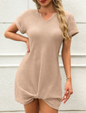 V Neck Twist Beach Cover Dress_CWDSD11960