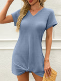 V Neck Twist Beach Cover Dress_CWDSD11960
