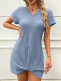 V Neck Twist Beach Cover Dress_CWDSD11960