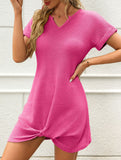 V Neck Twist Beach Cover Dress_CWDSD11960