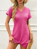 V Neck Twist Beach Cover Dress_CWDSD11960