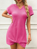 V Neck Twist Beach Cover Dress_CWDSD11960