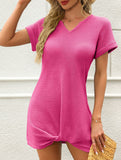 V Neck Twist Beach Cover Dress_CWDSD11960