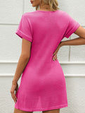 V Neck Twist Beach Cover Dress_CWDSD11960
