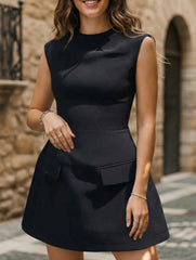Solid Round Neck Fitted Maxi Dress