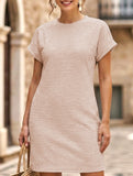 Crewneck Pocket Short Sleeve Dress_CWDSD12024